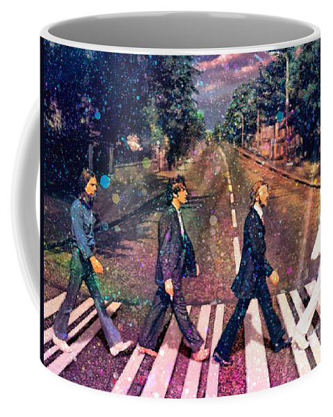 Beatles Coffee Mug featuring the painting Just Crossing the Street by Angela Stanton