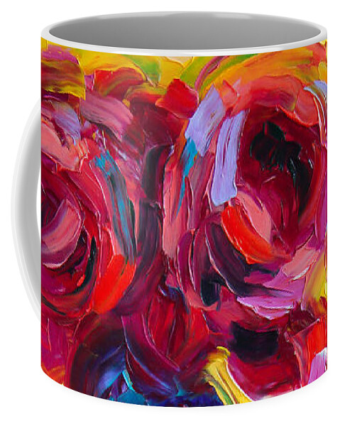 Rose Coffee Mug featuring the painting Just Past Bloom - roses still life by Talya Johnson