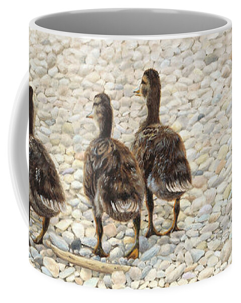 Ducklings Coffee Mug featuring the painting On The Shore by Tammy Taylor