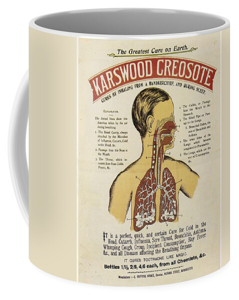 Karswood Coffee Mug featuring the photograph Karswood Creosote Medicine Vintage Ad by Gianfranco Weiss