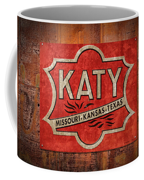 Katy Coffee Mug featuring the photograph KATY Railroad Sign DSC02853 by Greg Kluempers