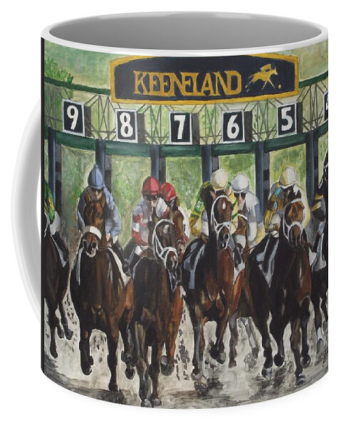 Acrylic Coffee Mug featuring the painting Keeneland by Kim Selig