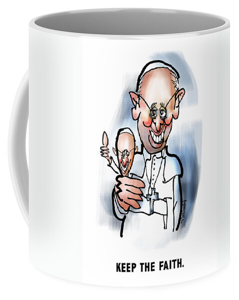 Pope Coffee Mug featuring the digital art Keep The Faith by Mark Armstrong