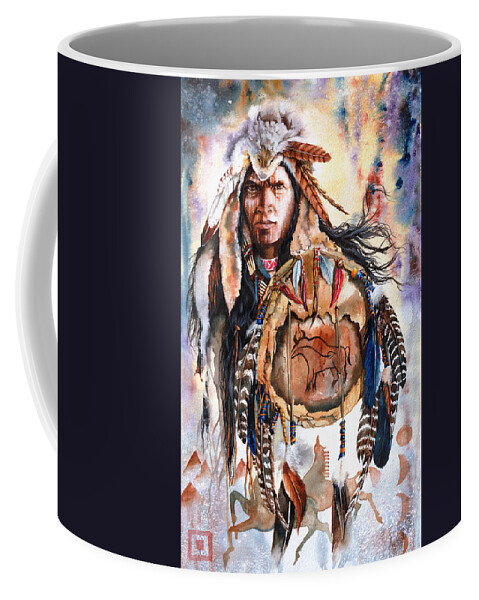 Native Coffee Mug featuring the painting Keeper Of Legends by Peter Williams
