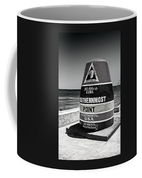 Florida Coffee Mug featuring the photograph Key West Cuba Distance Marker by Phil Cardamone