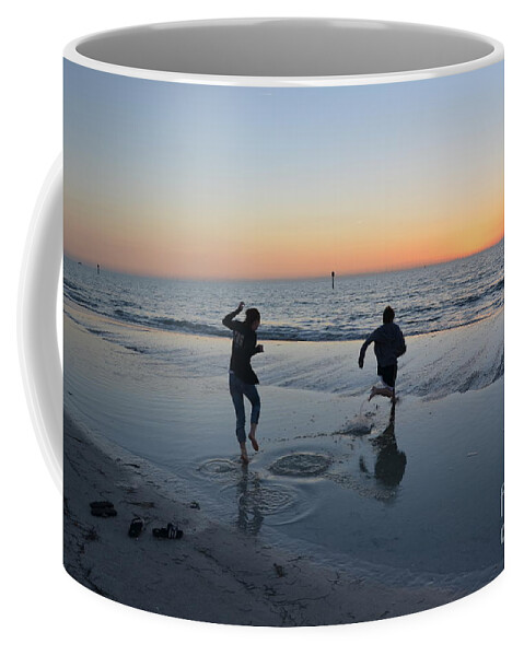 Kids At The Beach Coffee Mug featuring the photograph Kids at the Beach by Robert Meanor