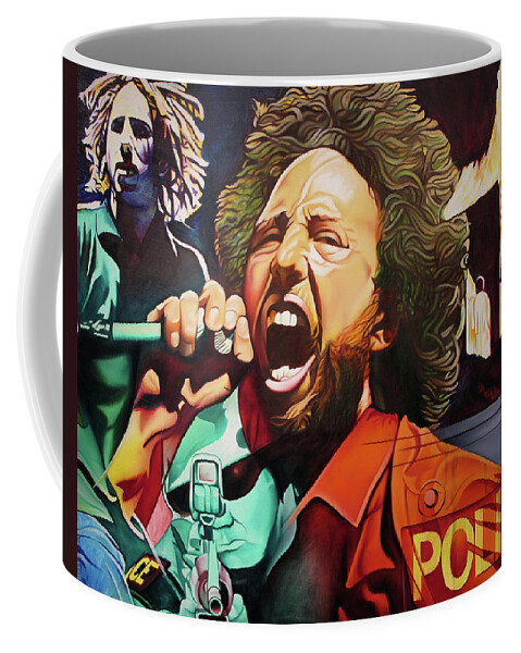  Zack De La Rocha Coffee Mug featuring the painting Zack de la Rocha-Killing in the Name by Joshua Morton