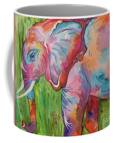Elephant Coffee Mug featuring the painting King of the Elephants by Ellen Levinson