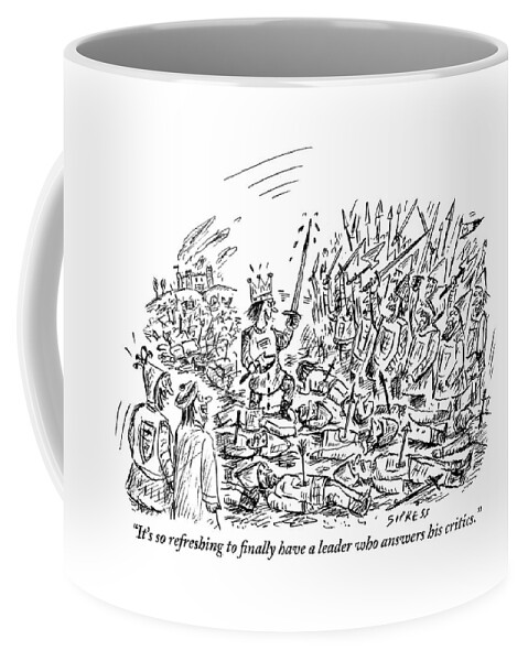 King Stands With Bloodied Sword And Ax On Top Coffee Mug