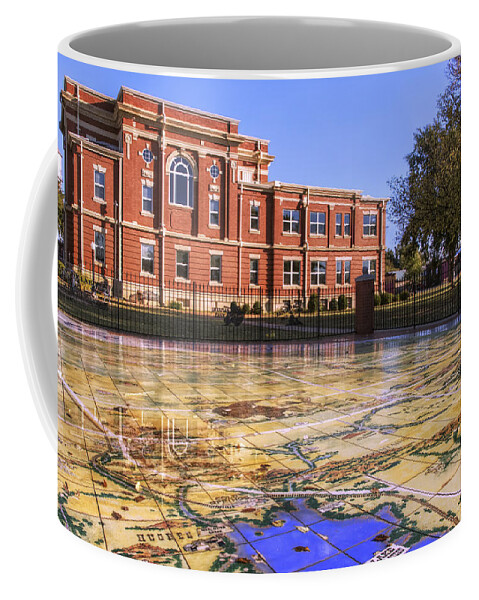 Oklahoma Coffee Mug featuring the photograph Kiowa County Courthouse with Mural - Hobart - Oklahoma by Jason Politte