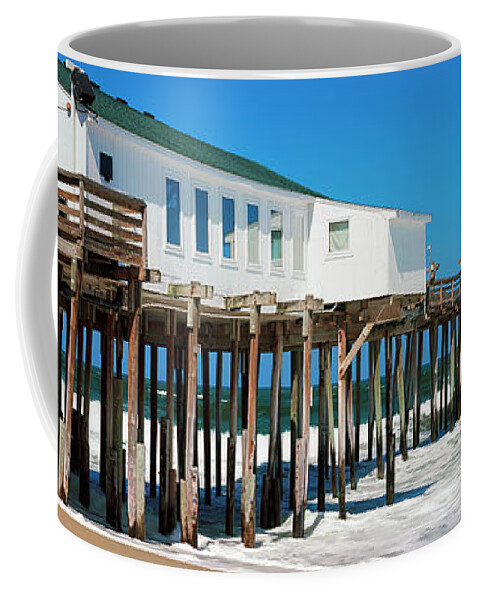 Photography Coffee Mug featuring the photograph Kitty Hawk Pier On The Beach, Kitty by Panoramic Images