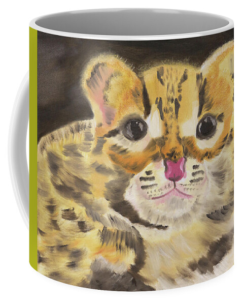 Cat Coffee Mug featuring the painting Peek a Boo Kitty by Meryl Goudey