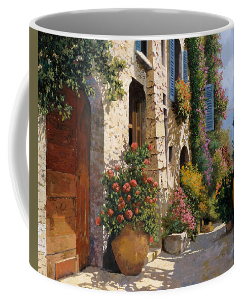 Street Scene Coffee Mug featuring the painting La Strada Piu' Bella by Guido Borelli