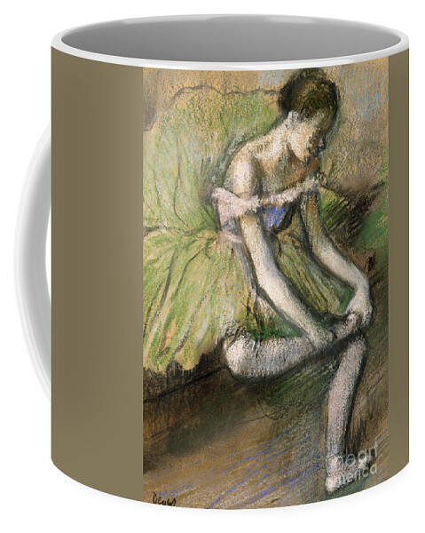 Girl Coffee Mug featuring the pastel La Jupe Verte by Edgar Degas