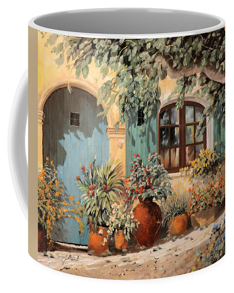 Blue Door Coffee Mug featuring the painting La Porta Azzurra by Guido Borelli