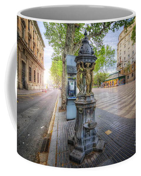 Yhun Suarez Coffee Mug featuring the photograph La Rambla Fountain by Yhun Suarez
