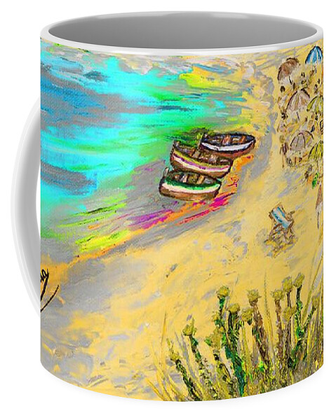 Oil Painting Coffee Mug featuring the painting La spiaggia by Loredana Messina