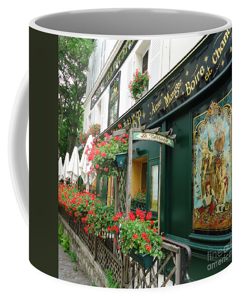 Bistro Coffee Mug featuring the photograph La Terrasse in MontMartre by Barbie Corbett-Newmin