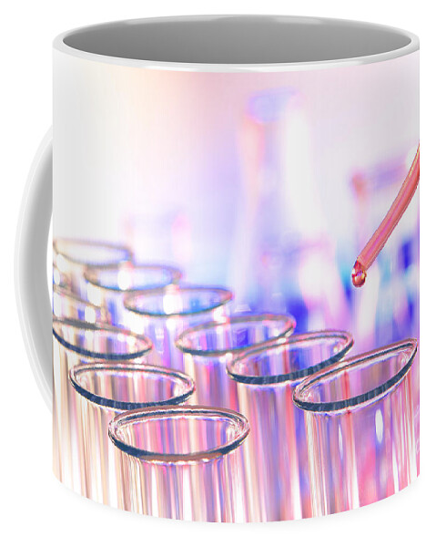 Analysis Coffee Mug featuring the photograph Laboratory Test Tubes in Science Research Lab by Olivier Le Queinec
