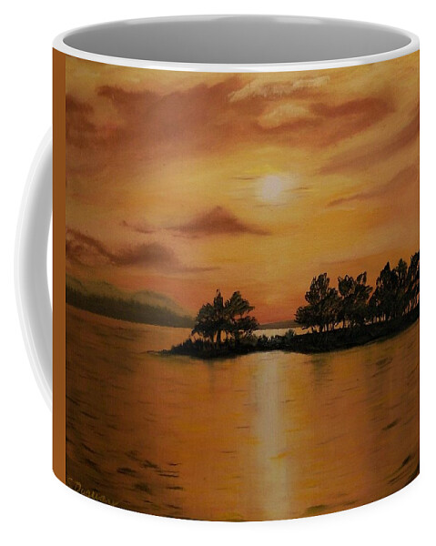 Sunset Northern Alberta Coffee Mug featuring the painting Lac La Biche Sunset by Sharon Duguay