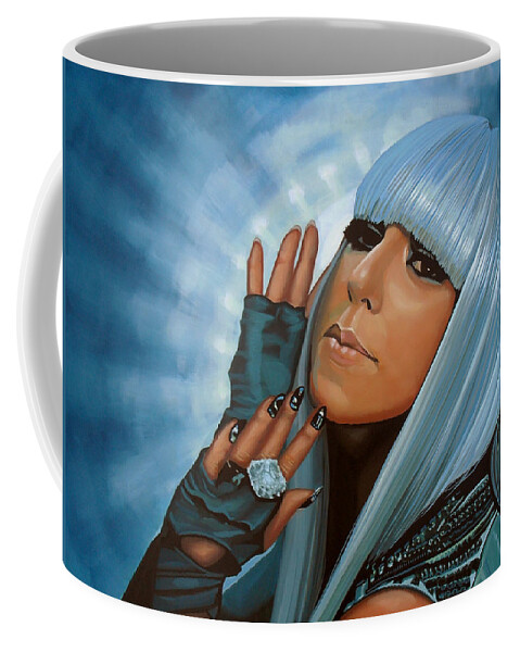 Lady Gaga Coffee Mug featuring the painting Lady Gaga Painting by Paul Meijering