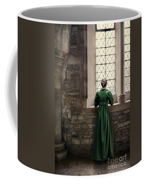 Window Coffee Mug featuring the photograph Lady in Green by Window by Jill Battaglia