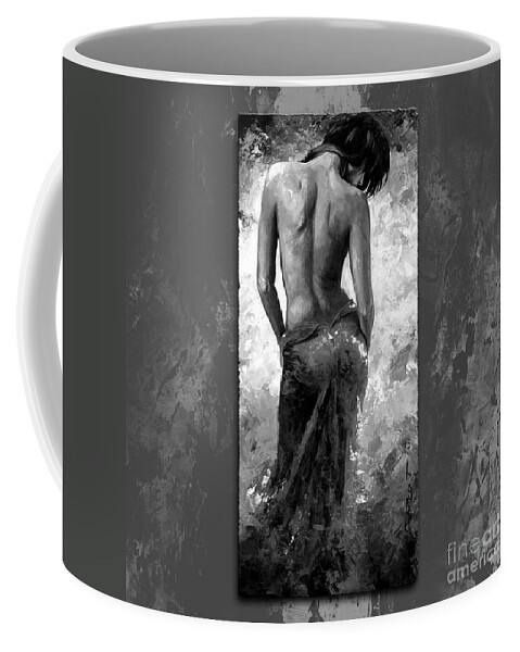 Lady Coffee Mug featuring the painting Lady in red 27 style Black and White by Emerico Imre Toth