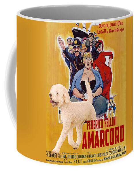 Lagotto Romagnolo Coffee Mug featuring the painting Lagotto Romagnolo Art Canvas Print - Amarcord Movie Poster by Sandra Sij