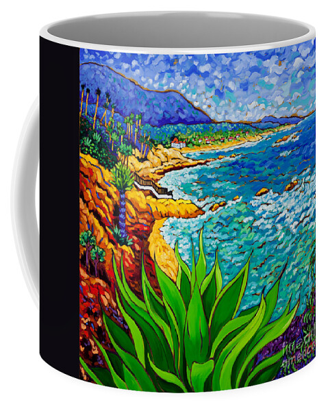 Laguna Beach Coffee Mug featuring the painting Laguna Agave by Cathy Carey