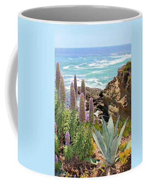 Coast Coffee Mug featuring the photograph Laguna Coast with Flowers by Jane Girardot