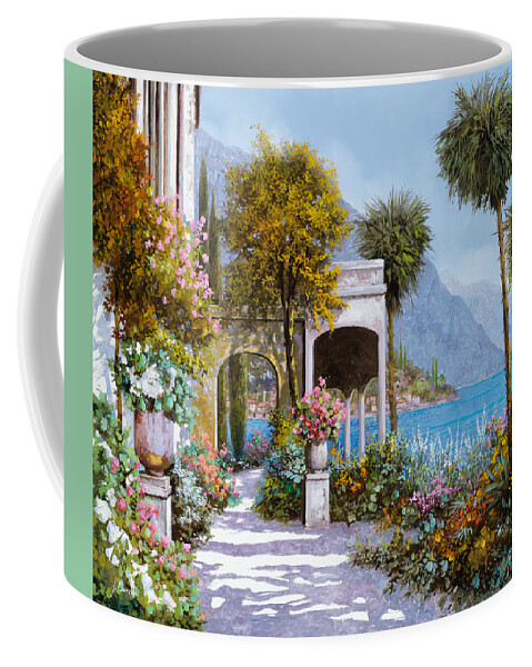 Lake Coffee Mug featuring the painting Lake Como-la passeggiata al lago by Guido Borelli
