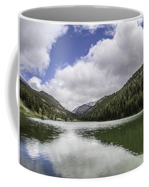 Sun Canyon Lodge Coffee Mug featuring the photograph Lake In The Mountains by Thomas Young
