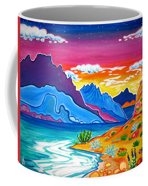 Lake Mojave Painting Coffee Mug featuring the painting Lake Mojave Sunset by Rachel Houseman