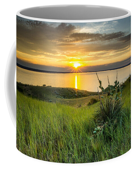 Lake Coffee Mug featuring the photograph Lake Oahe Sunset by Aaron J Groen