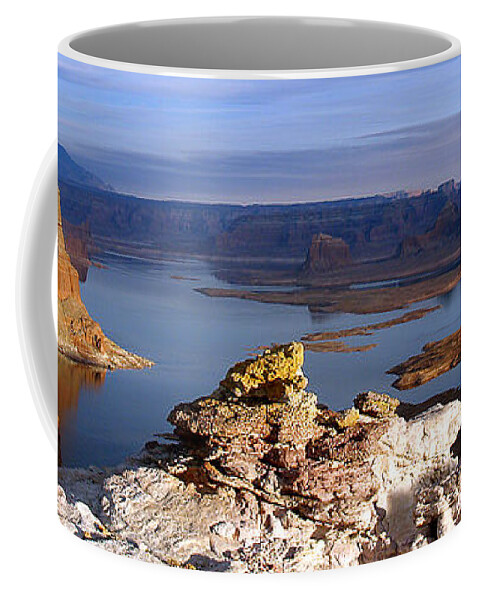 Lake Powell National Recreation Area Coffee Mug featuring the photograph Lake Powell from Alstrum Pt Pan 1 by JustJeffAz Photography