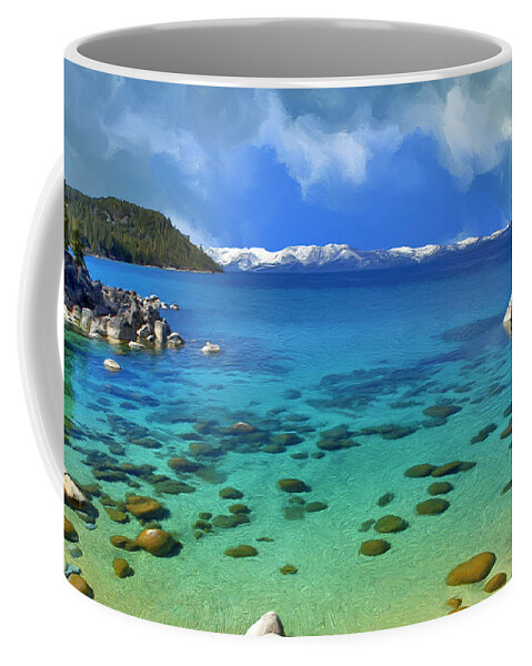 Lake Tahoe Coffee Mug featuring the painting Lake Tahoe Cove by Dominic Piperata