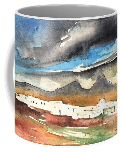 Travel Coffee Mug featuring the painting Landscape of Lanzarote 01 by Miki De Goodaboom