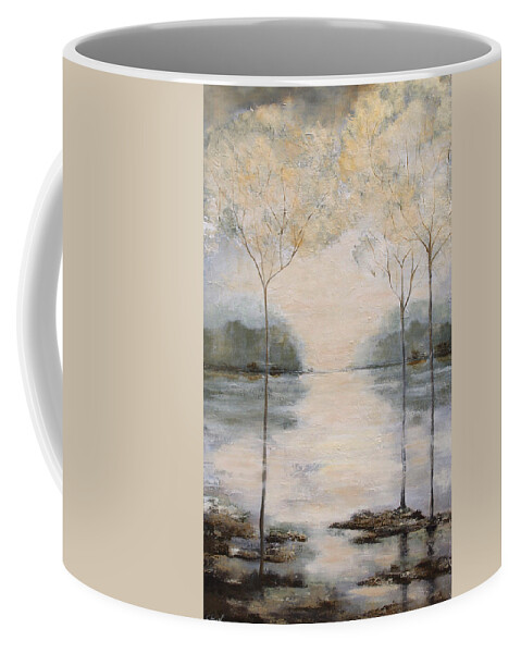 Water Coffee Mug featuring the painting Landscape with gold by Katrina Nixon