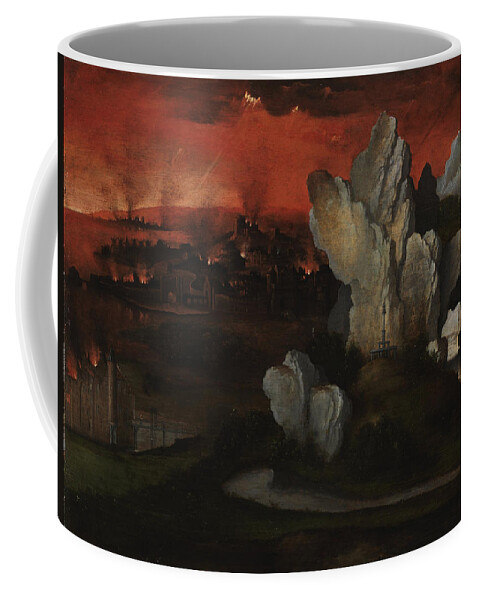Joachim Patinir Coffee Mug featuring the painting Landscape with the Destruction of Sodom and Gomorrah by Joachim Patinir