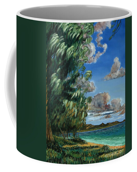 Lanikai Beach Coffee Mug featuring the painting Lanikai beach by Larry Geyrozaga