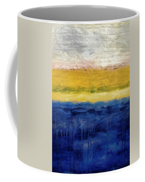 Oceanside Coffee Mug featuring the painting Lapis and Gold get Married by Michelle Calkins