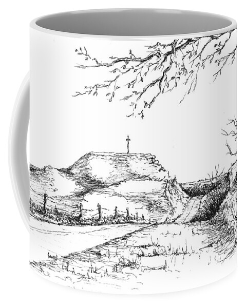 Hill Coffee Mug featuring the drawing Last Hill Home by Sam Sidders