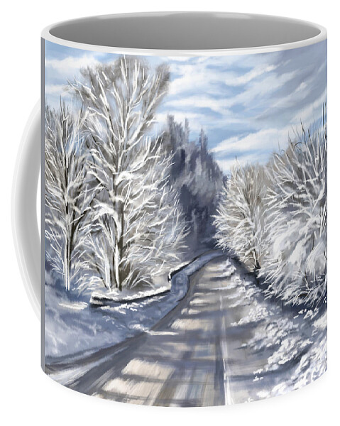 Winter Coffee Mug featuring the painting Last snow series n1 by Veronica Minozzi