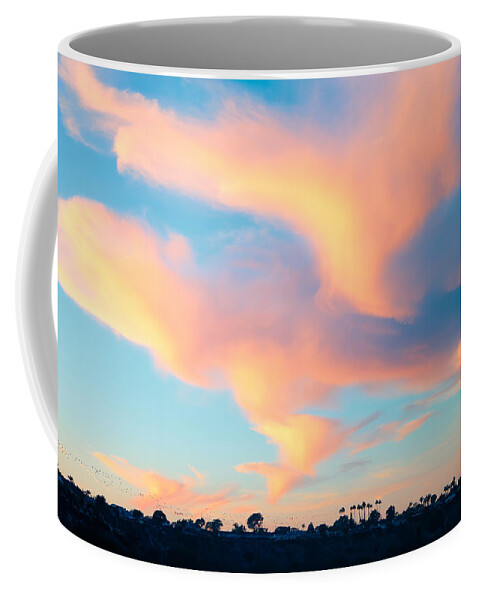 Back Bay Coffee Mug featuring the photograph Fiery Sunset and Lenticular Cirrus Clouds - Newport Beach Backbay California by Ram Vasudev