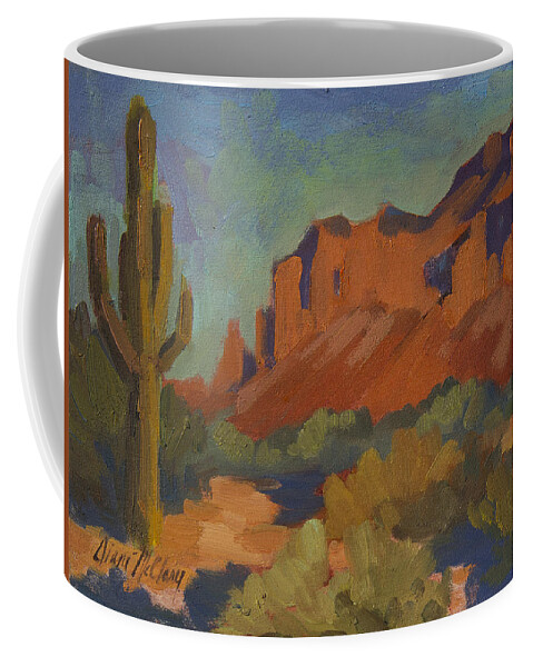 Late Afternoon Light Coffee Mug featuring the painting Late Afternoon Light at Superstition Mountain by Diane McClary