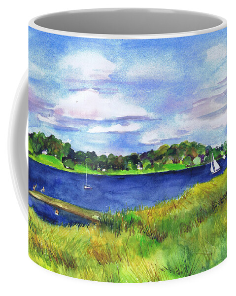 Seascape Coffee Mug featuring the painting Late Summer Marsh Oyster Bay by Susan Herbst