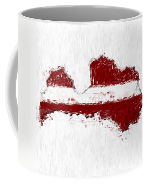 Latvia Coffee Mug featuring the photograph Latvia Painted Flag Map by Antony McAulay