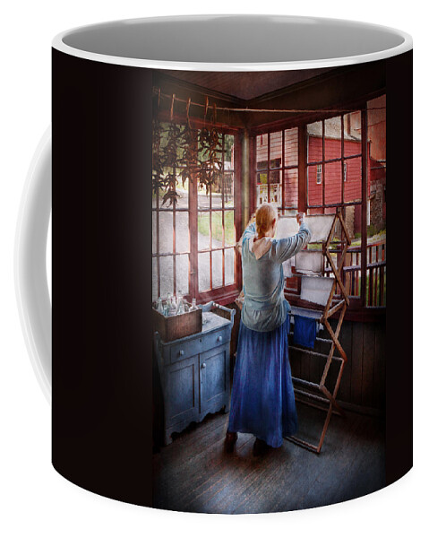 Miss Lady Blue Coffee Mug featuring the photograph Laundry - Miss Lady Blue by Mike Savad