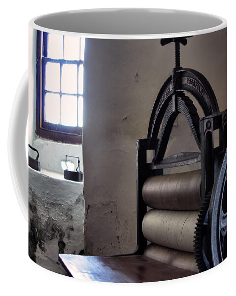 Antique Coffee Mug featuring the photograph Laundry Press by Jason Politte