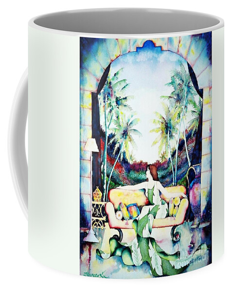 Exotic Coffee Mug featuring the painting Laura by Frances Ku